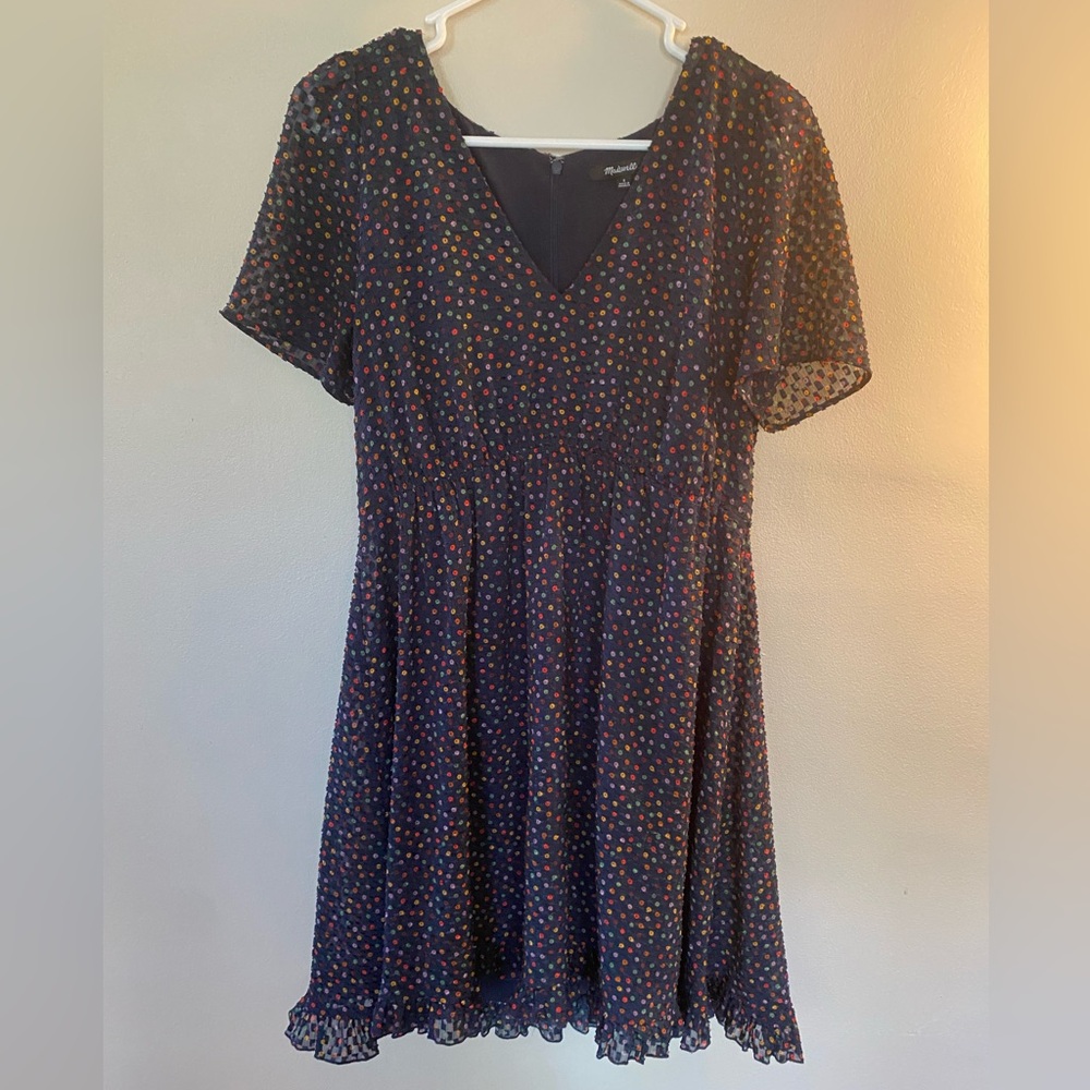 Madewell Navy Dress with Colorful Dots